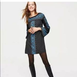 LOFT Blue Geo Print Shift Dress